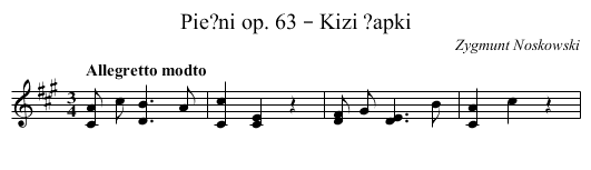 Pie?ni op. 63 – Kizi ?apki - staff notation