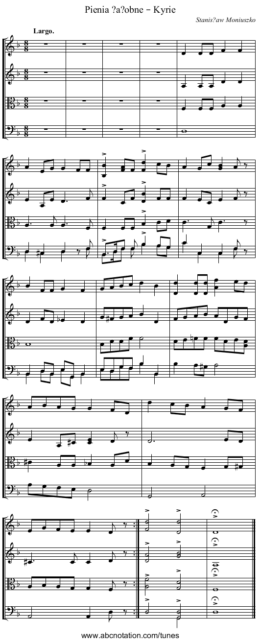 Pienia ?a?obne – Kyrie - staff notation