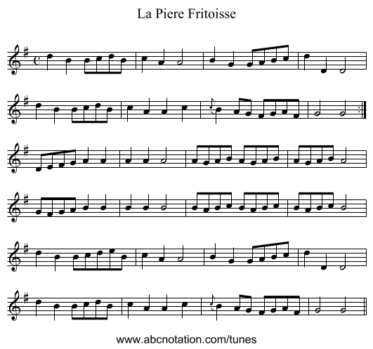 Piere Fritoisse, La - staff notation