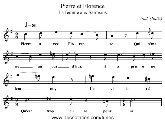 Pierre et Florence - staff notation
