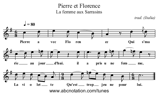 Pierre et Florence - staff notation