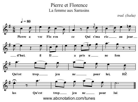 Pierre et Florence - staff notation