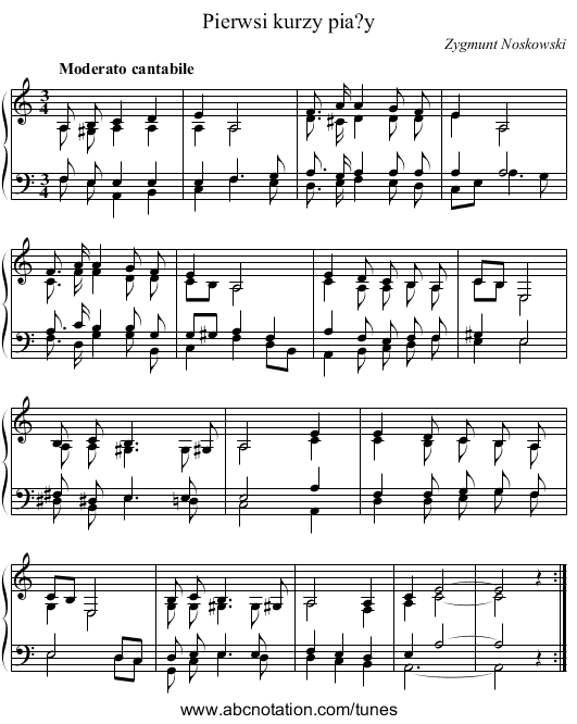 Pierwsi kurzy pia?y - staff notation