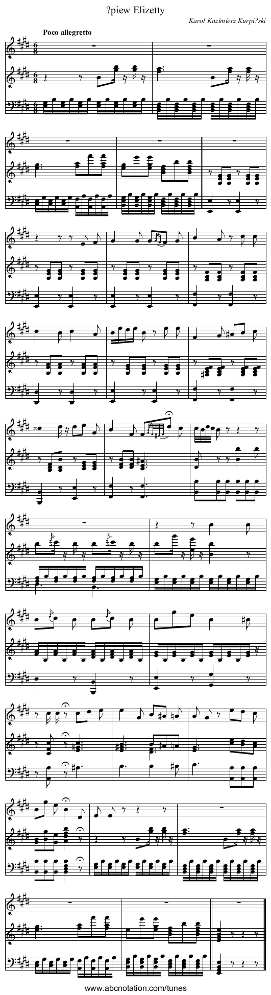 ?piew Elizetty - staff notation