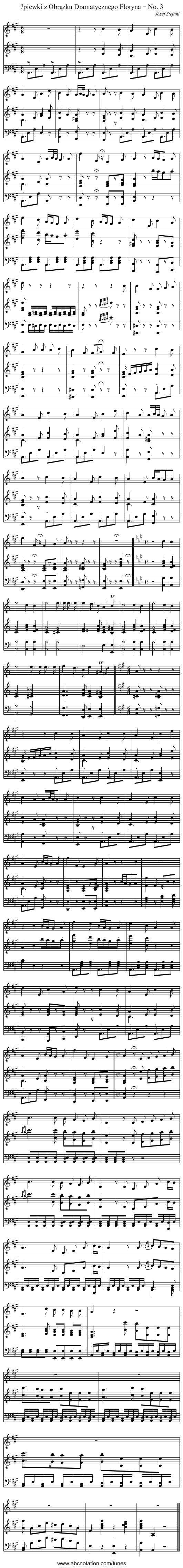 ?piewki z Obrazku Dramatycznego Floryna – No. 3 - staff notation