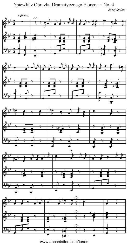 ?piewki z Obrazku Dramatycznego Floryna – No. 4 - staff notation