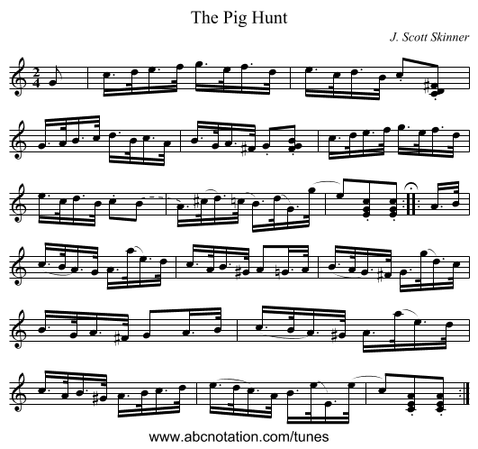 Pig Hunt, The - staff notation
