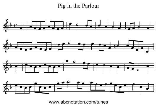 Pig in the Parlour - staff notation