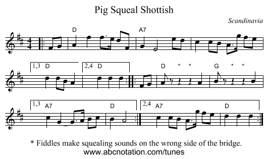 Pig Squeal Shottish - staff notation