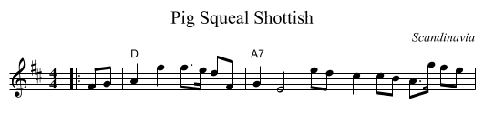 Pig Squeal Shottish - staff notation
