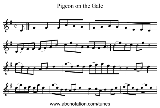 Pigeon on the Gale - staff notation