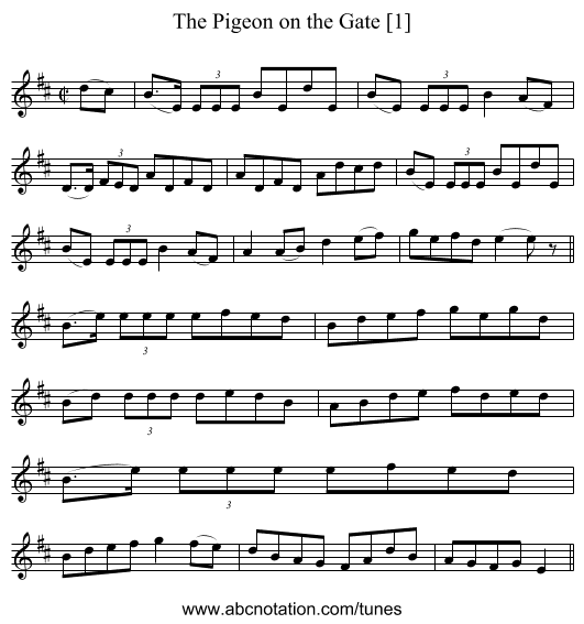 Pigeon on the Gate [1], The - staff notation