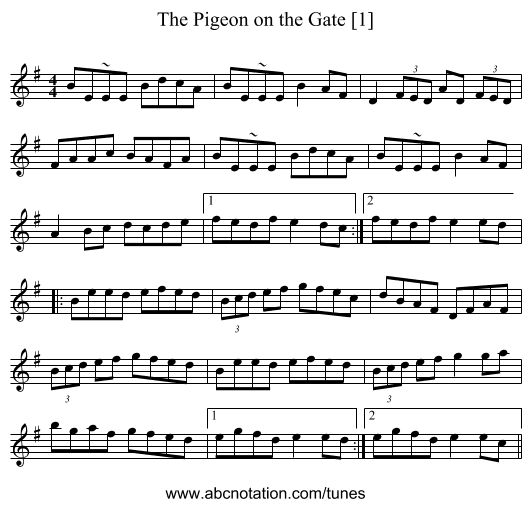 Pigeon on the Gate [1], The - staff notation