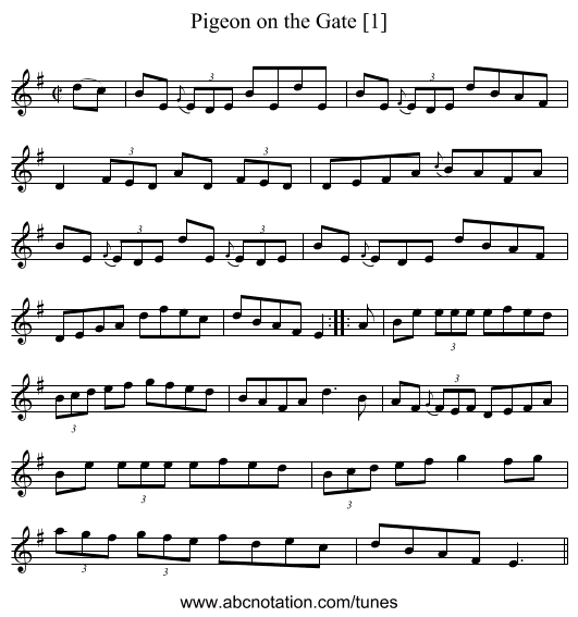 Pigeon on the Gate [1] - staff notation