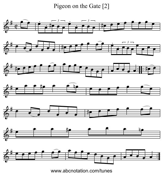 Pigeon on the Gate [2] - staff notation
