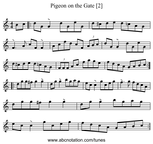 Pigeon on the Gate [2] - staff notation