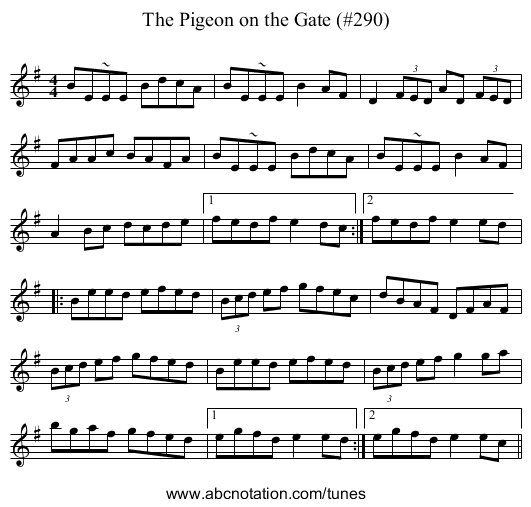 Pigeon on the Gate (#290), The - staff notation