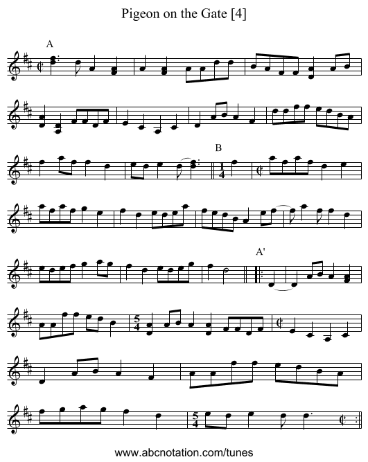 Pigeon on the Gate [4] - staff notation