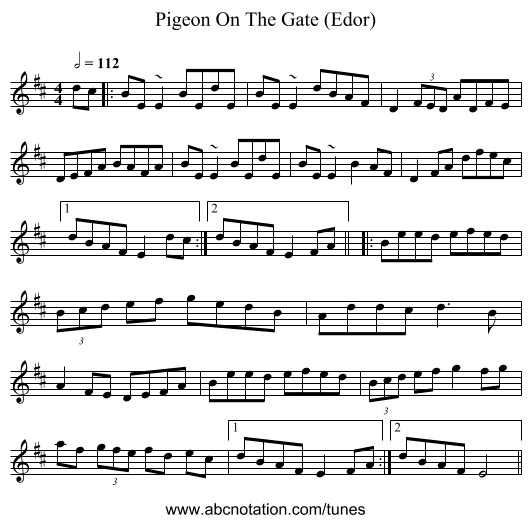 Pigeon On The Gate (Edor) - staff notation