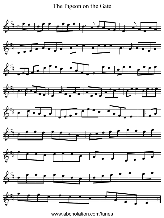 Pigeon on the Gate, The - staff notation