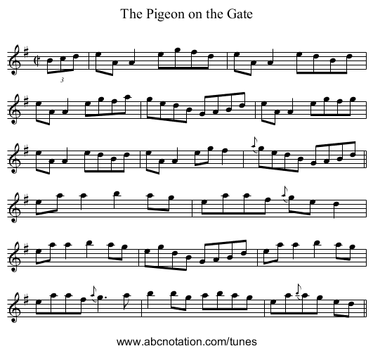 Pigeon on the Gate, The - staff notation