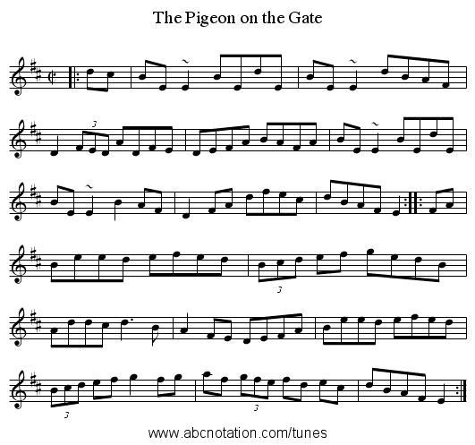 Pigeon on the Gate, The - staff notation