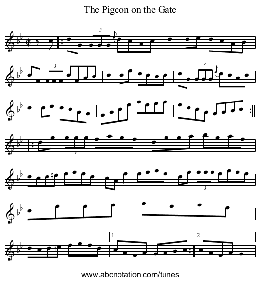 Pigeon on the Gate, The - staff notation