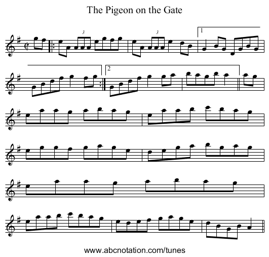 Pigeon on the Gate, The - staff notation