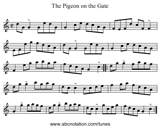 Pigeon on the Gate, The - staff notation