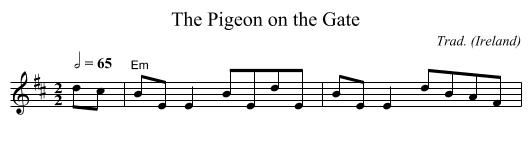 Pigeon on the Gate, The - staff notation