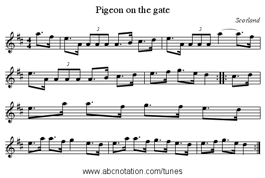Pigeon on the gate - staff notation