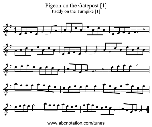 Pigeon on the Gatepost [1] - staff notation