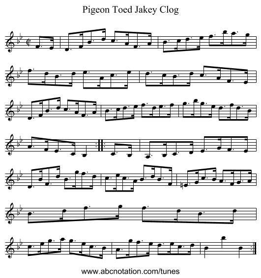 Pigeon Toed Jakey Clog - staff notation