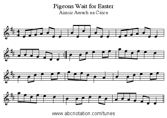 Pigeons Wait for Easter - staff notation