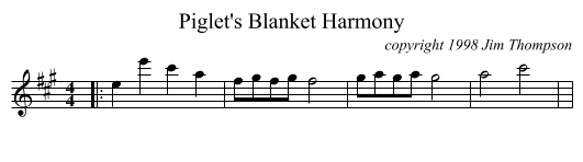 Piglet's Blanket Harmony - staff notation