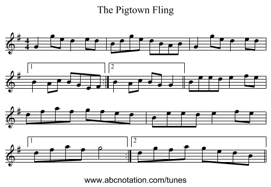 Pigtown Fling, The - staff notation