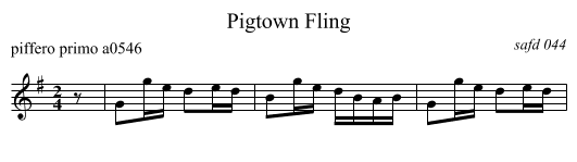 Pigtown Fling - staff notation