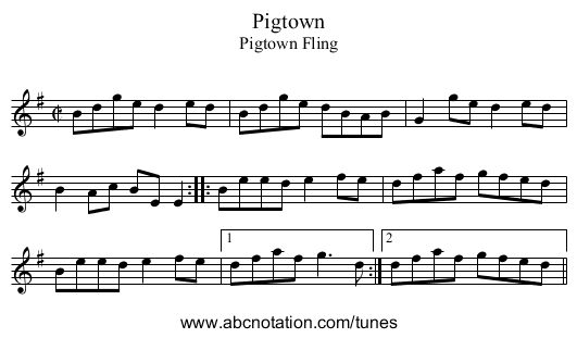 Pigtown - staff notation