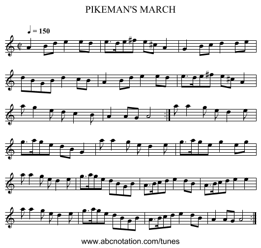 PIKEMAN'S MARCH - staff notation