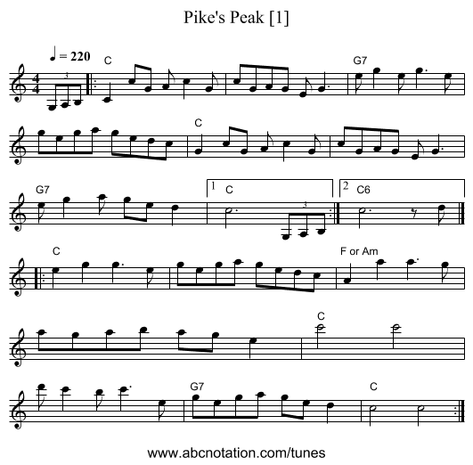 Pike's Peak [1] - staff notation