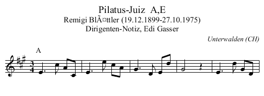 Pilatus-Juiz  A,E - staff notation