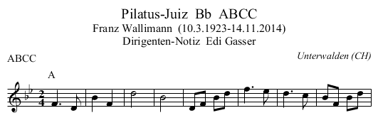 Pilatus-Juiz  Bb  ABCC - staff notation