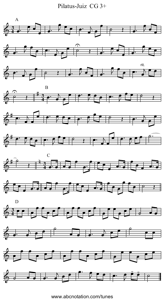 Pilatus-Juiz CG 3+ - staff notation