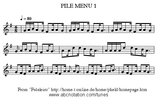 PILE MENU 1 - staff notation