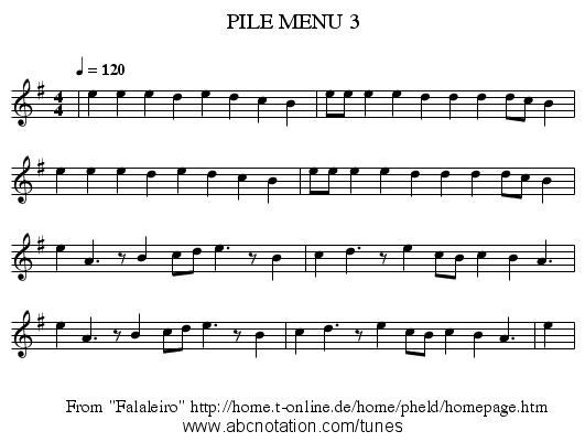 PILE MENU 3 - staff notation