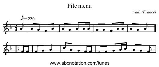 Pile menu - staff notation