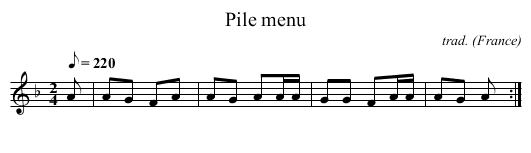 Pile menu - staff notation