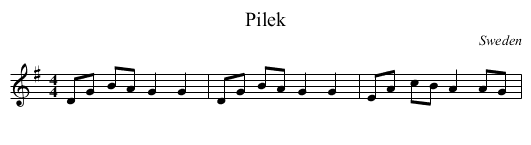 Pilek - staff notation