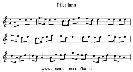 Piler lann - staff notation