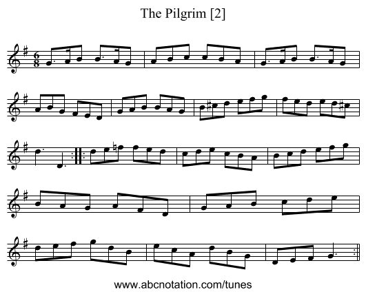 Pilgrim [2], The - staff notation